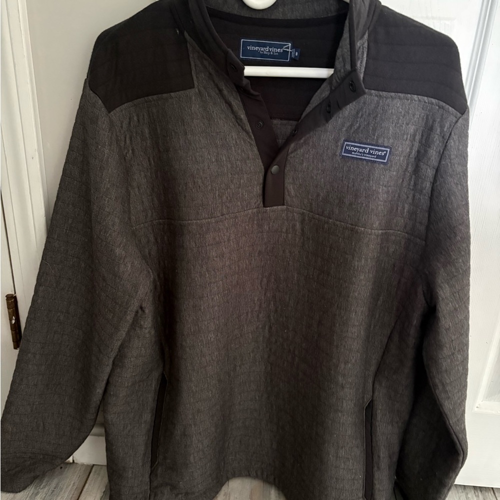 Vineyard Vines Men's Charcoal Gray Pullover Shirt Jacket